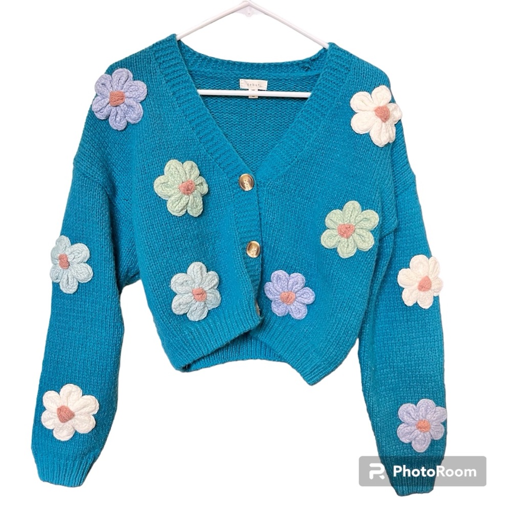 Women's flower embroidered cardigan